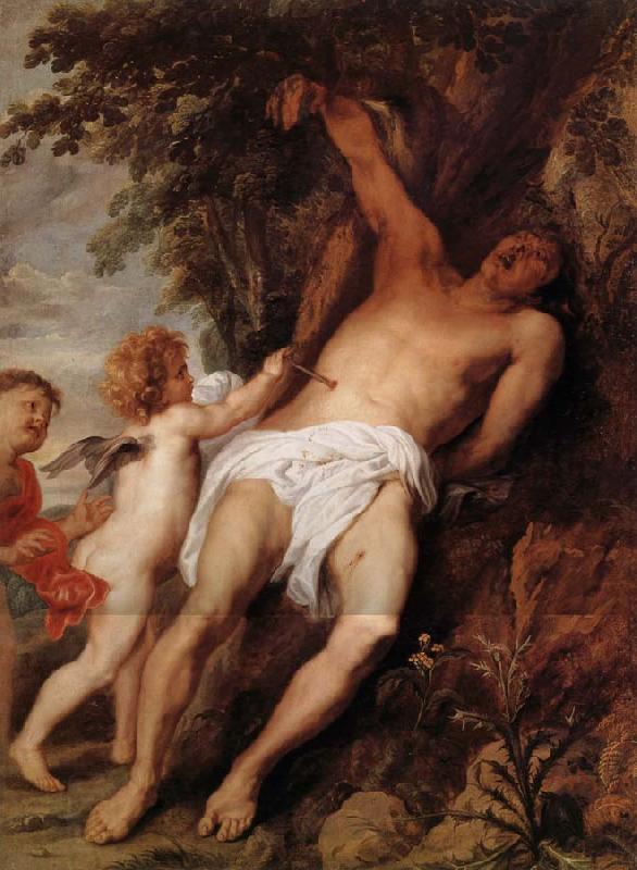 Anthony Van Dyck Saint Sebastien secouru par les anges oil painting picture